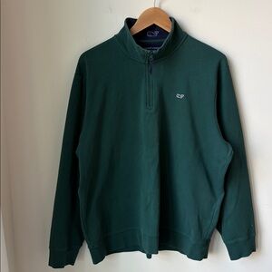 Vineyard Vines Mens 1/4 Zip Whale Pullover in Green Golf Preppy Casual Size XL